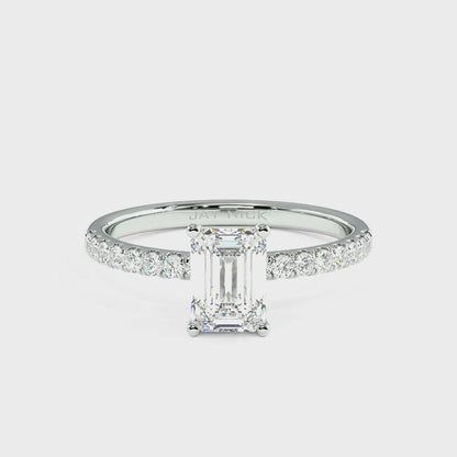 Modern Emerald Diamond Shoulder Ring