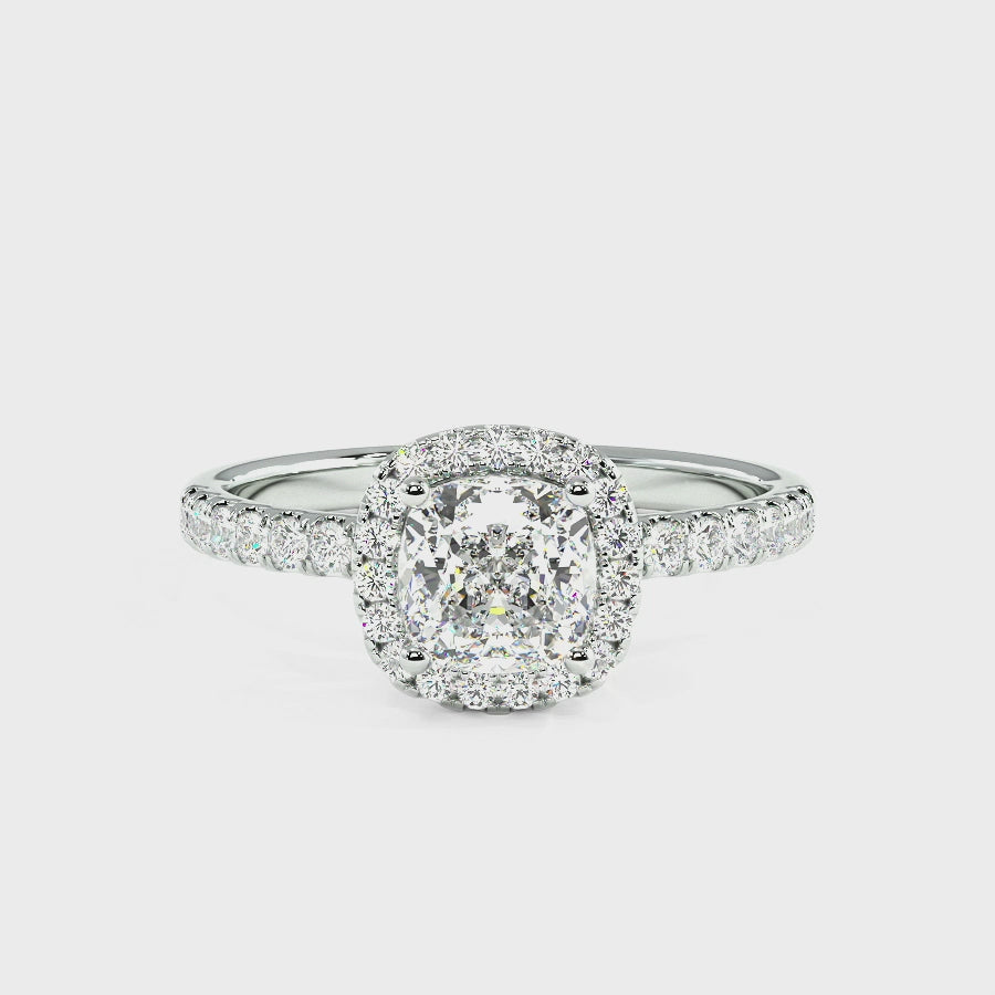 Modern Cushion Cut Halo Ring