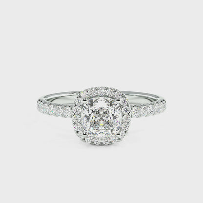 Modern Cushion Cut Halo Ring