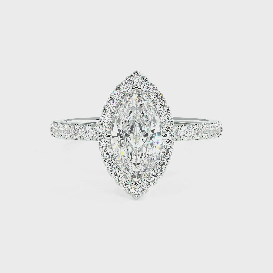 Modern Marquise Cut Halo Ring, video