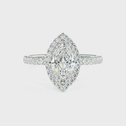 Modern Marquise Cut Halo Ring