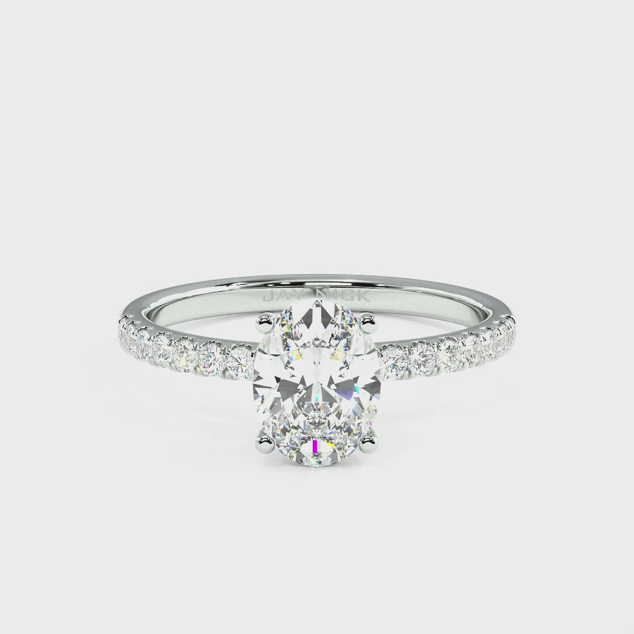 Modern Oval Diamond Shoulder Ring