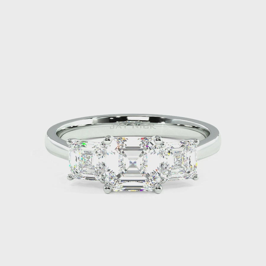 Asscher Cut Trilogy Ring, video