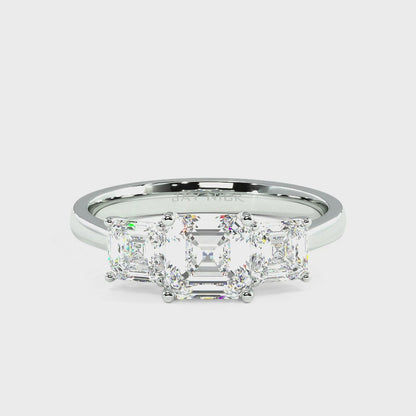 Asscher Cut Trilogy Ring