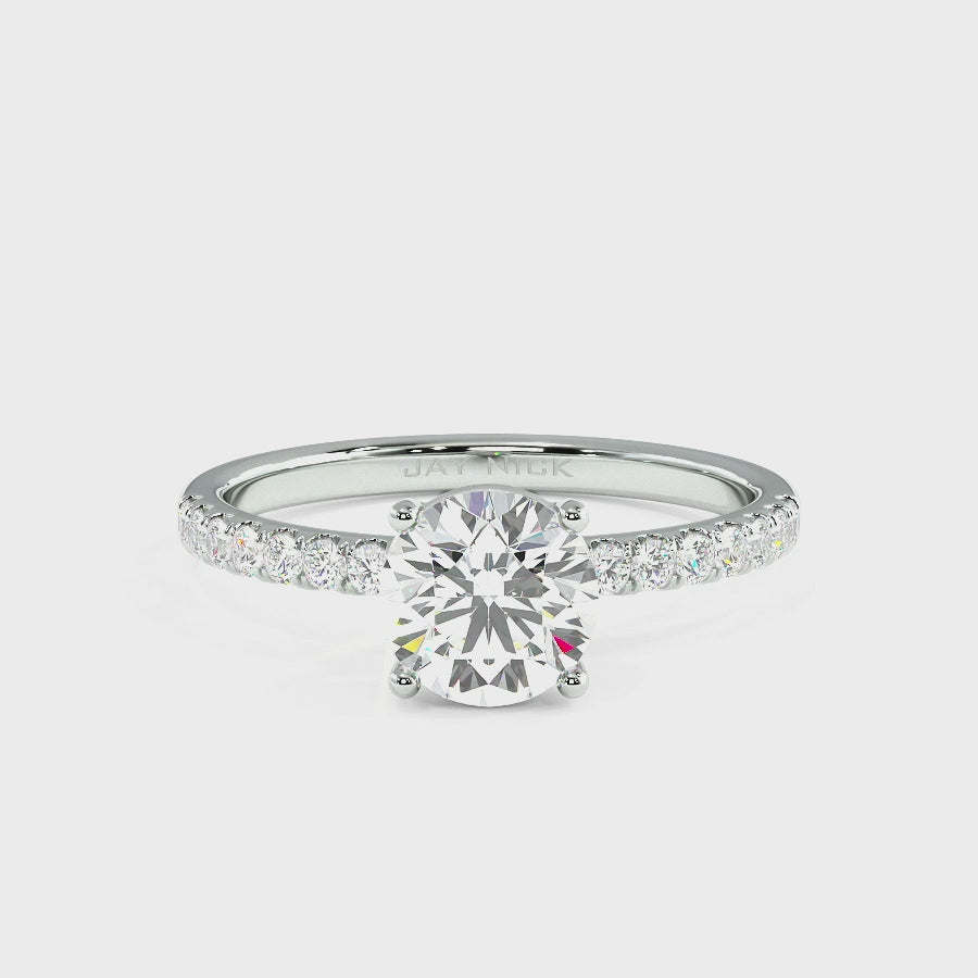 Modern Round Cut Diamond Shoulder Ring, video
