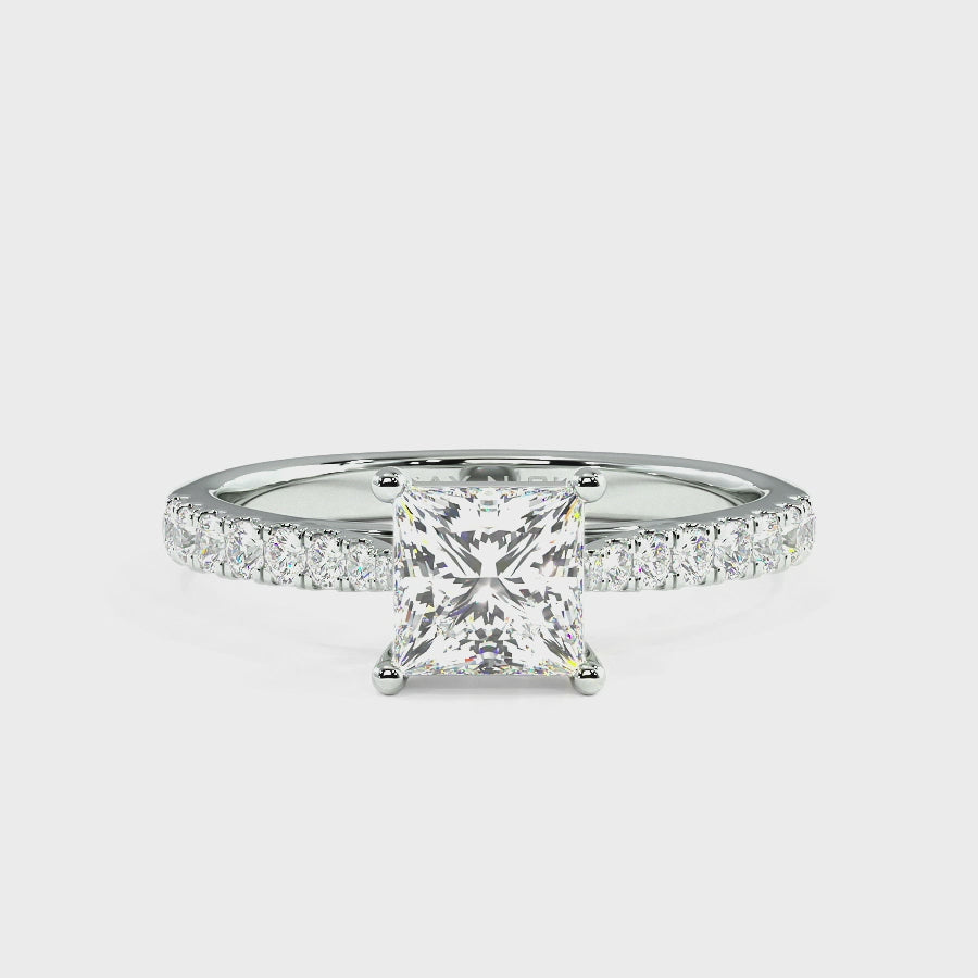Classic Princess Cut Diamond Shoulder Ring, video