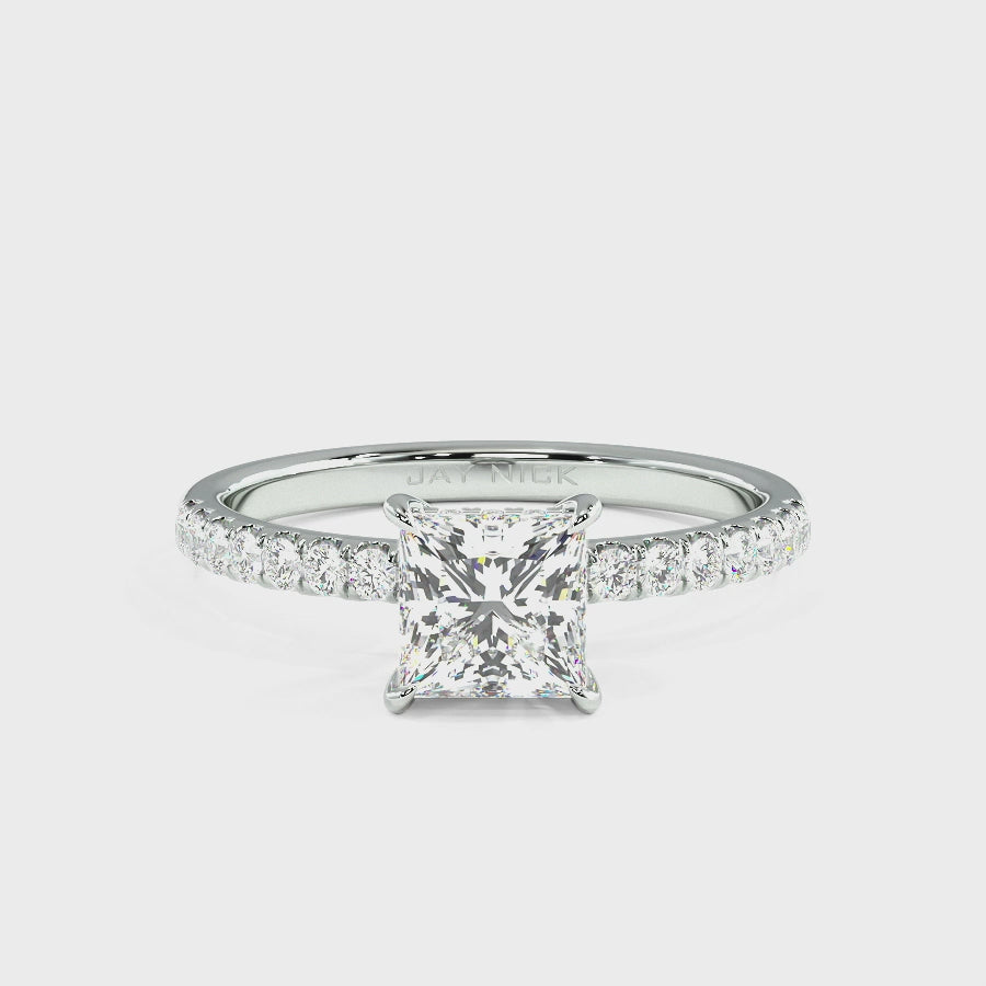 Princess Cut Studded Hidden Halo Ring, video