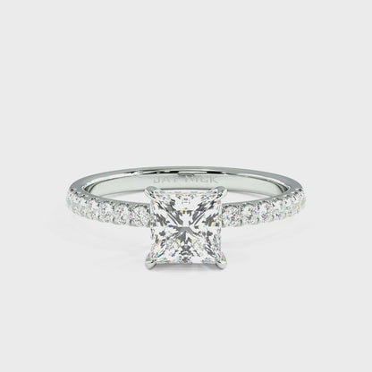 Princess Cut Studded Hidden Halo Ring