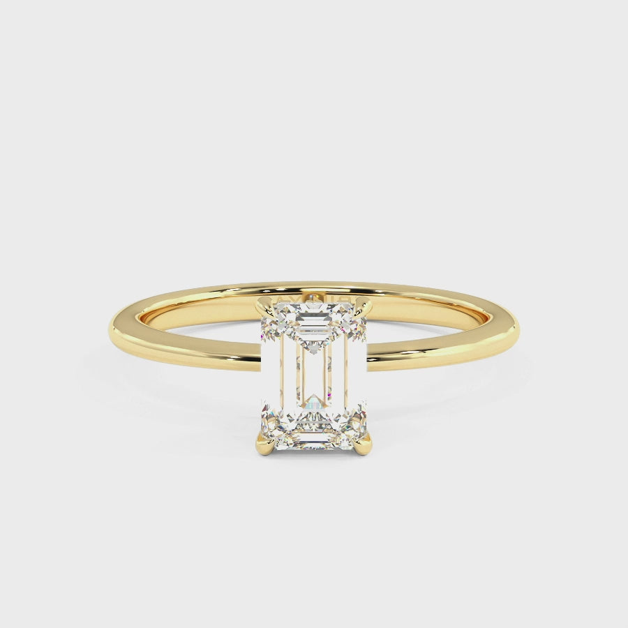 Emerald Cut Hidden Halo Ring