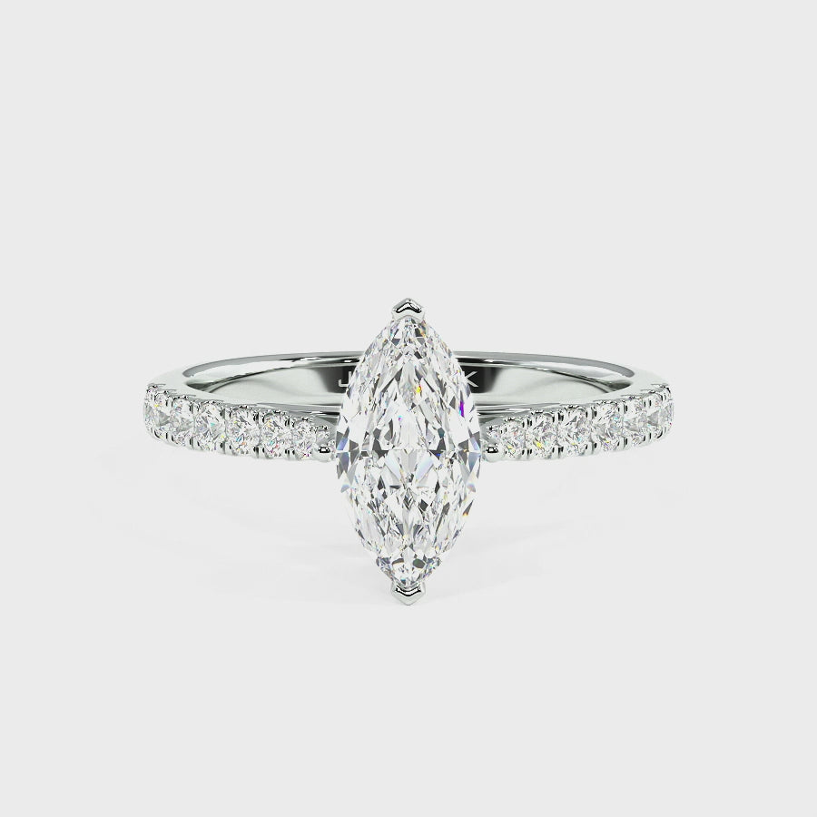 Classic Marquise Cut Diamond Shoulder Ring, video