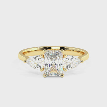 Radiant &amp; Pear Three Stone Ring