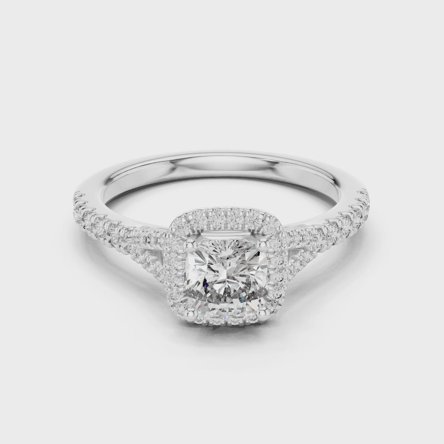 Classic Cushion Cut Split Halo Ring Video