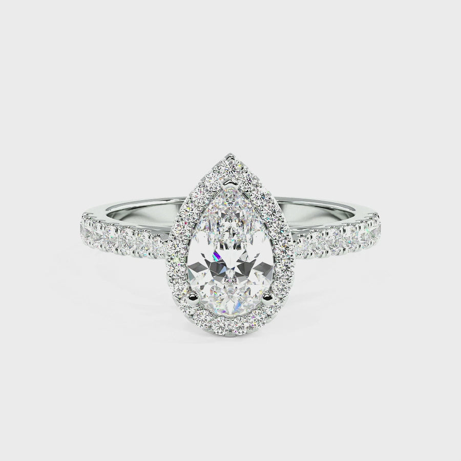 Classic Pear Cut Halo Ring, video