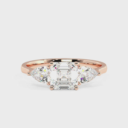 Asscher &amp; Pear Three Stone Ring