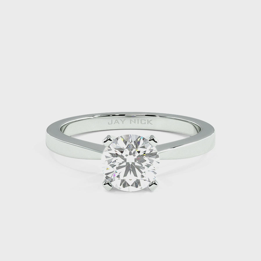 V Set Solitaire Ring