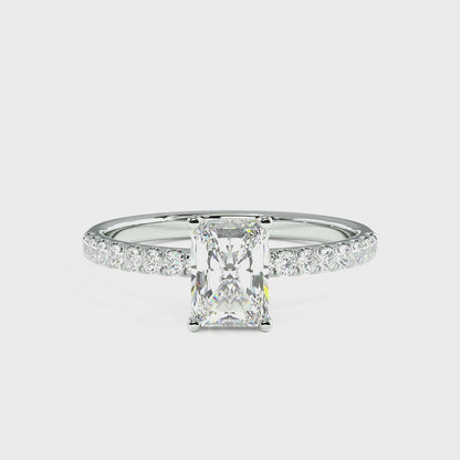 Modern Radiant Diamond Shoulder Ring