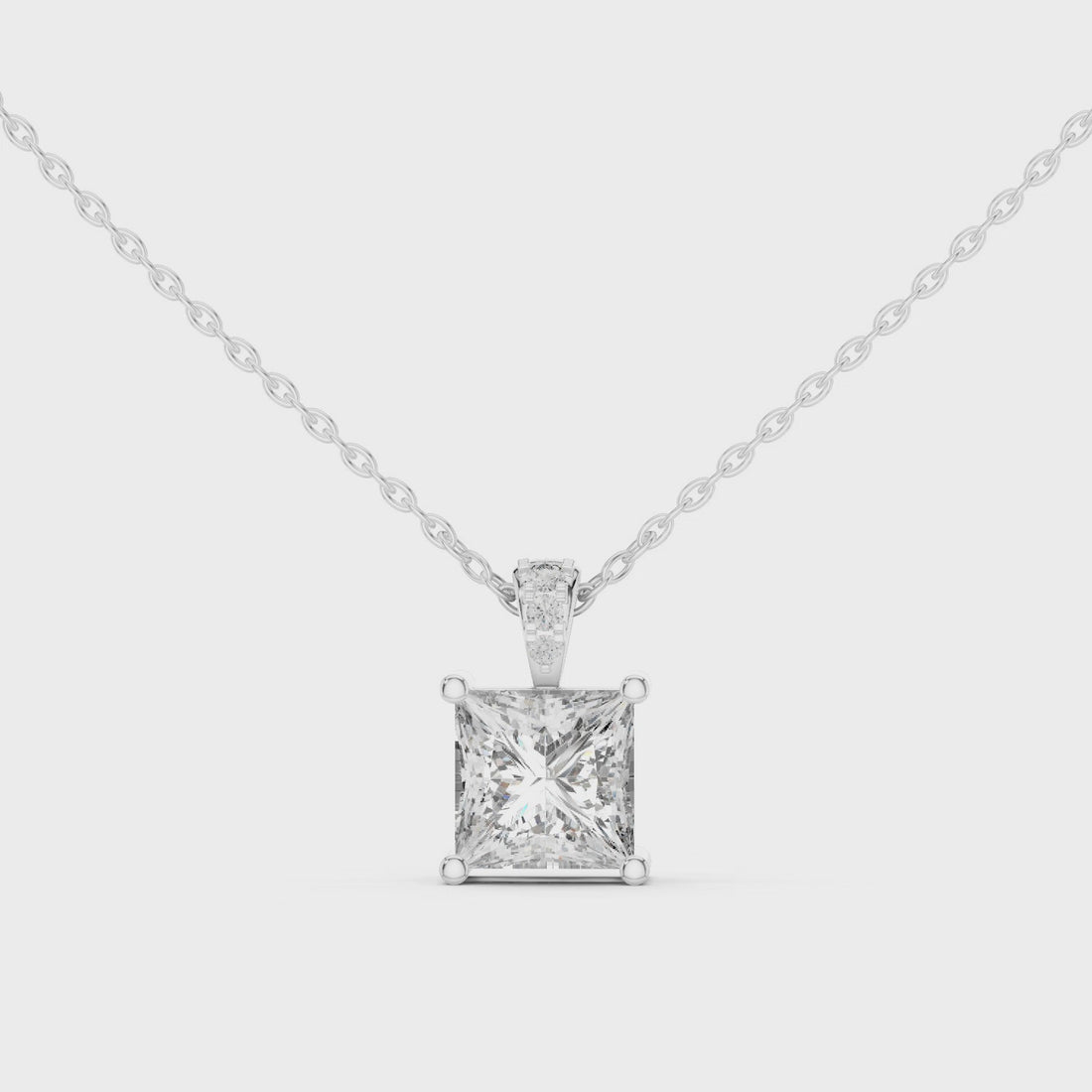 Princess Cut Solitaire Diamond Bail Pendant