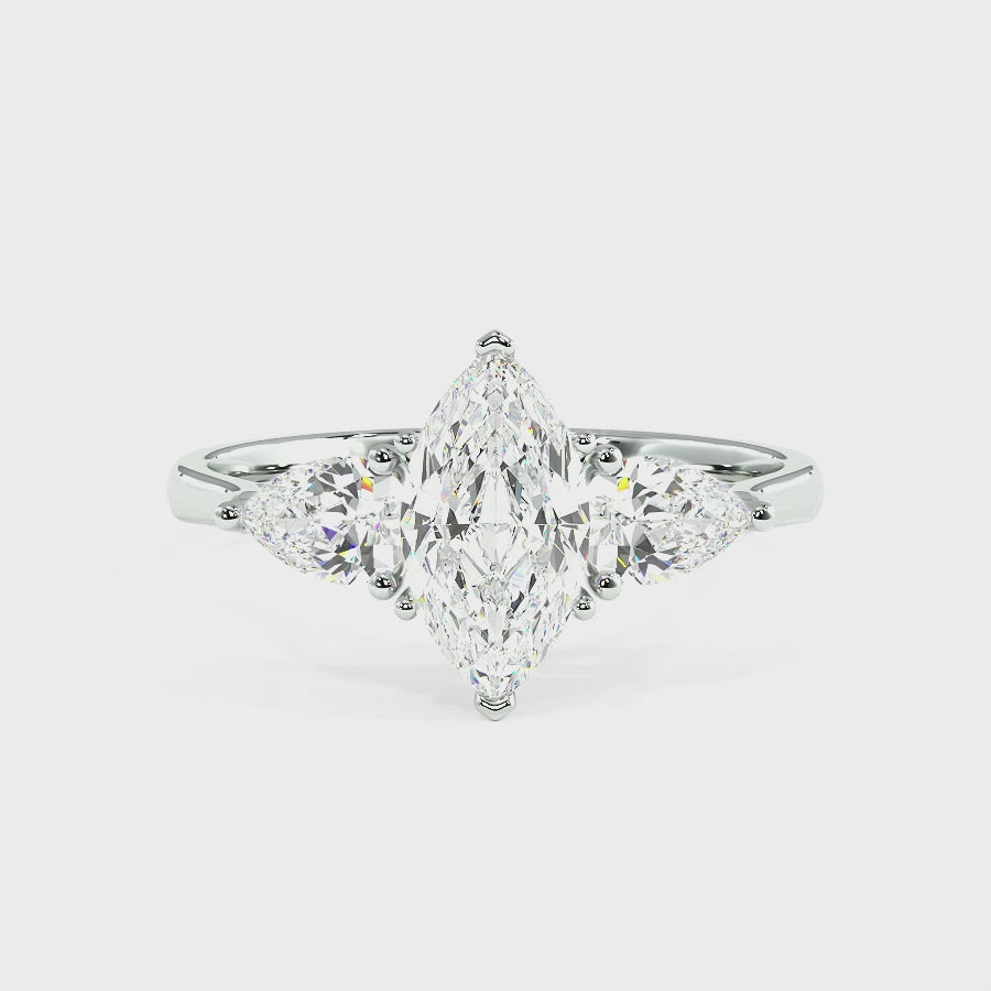Marquise & Pear Three Stone Ring