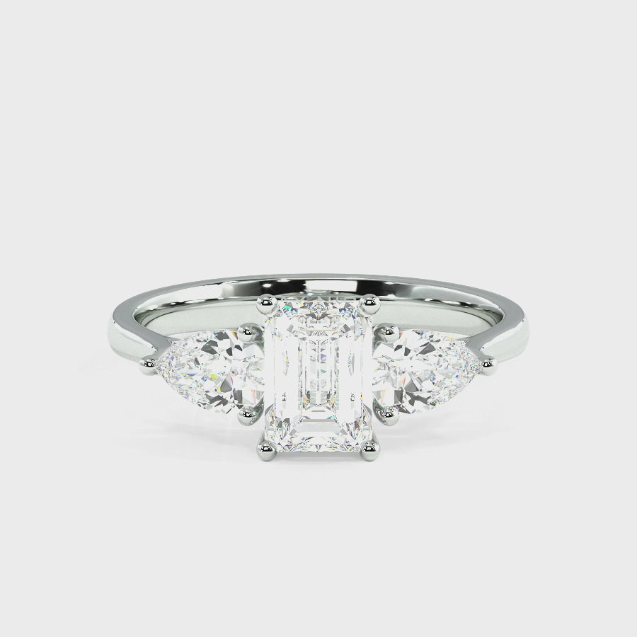 Emerald &amp; Pear Three Stone Ring, video