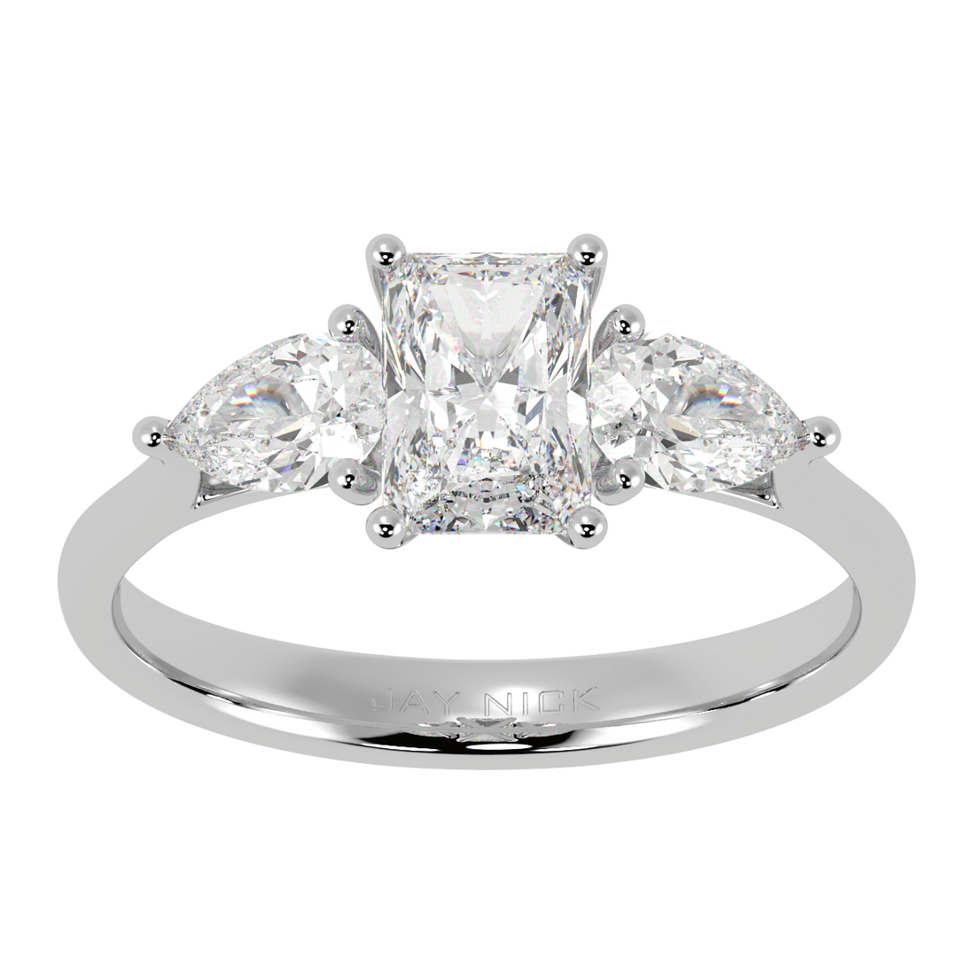 Radiant & Pear Three Stone Ring