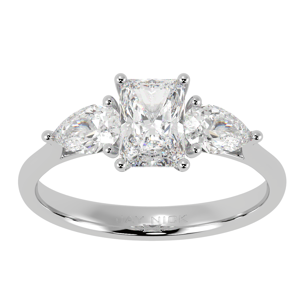 Radiant &amp; Pear Three Stone Ring