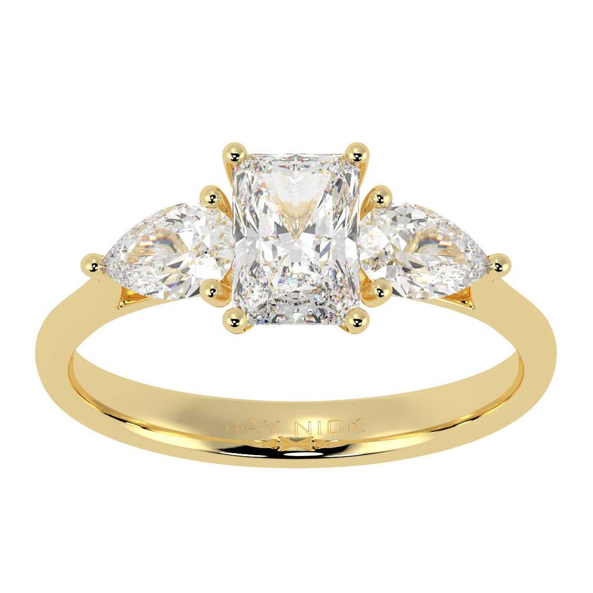 Radiant &amp; Pear Three Stone Ring