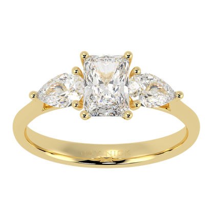 Radiant &amp; Pear Three Stone Ring