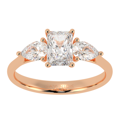 Radiant &amp; Pear Three Stone Ring